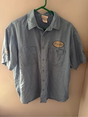 Disney Light Blue Short Sleeve Work Shirt with 'Grumpy' Patch